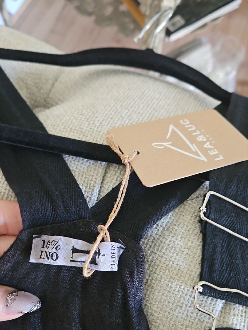NWT Black Linen Overalls with Adjustable Straps - Picture 3 of 5